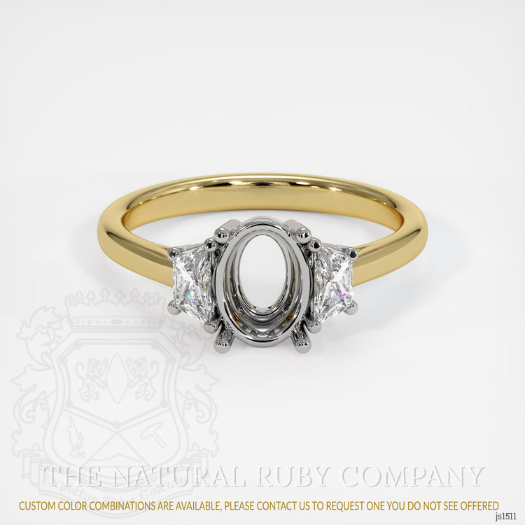14K White & Yellow Three Stone Ring Setting