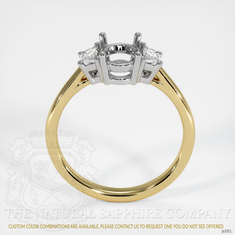 14K White & Yellow Three Stone Ring Setting