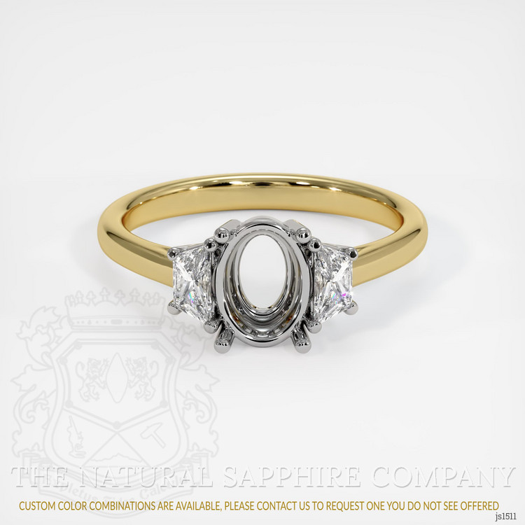 18K White & Yellow Three Stone Ring Setting