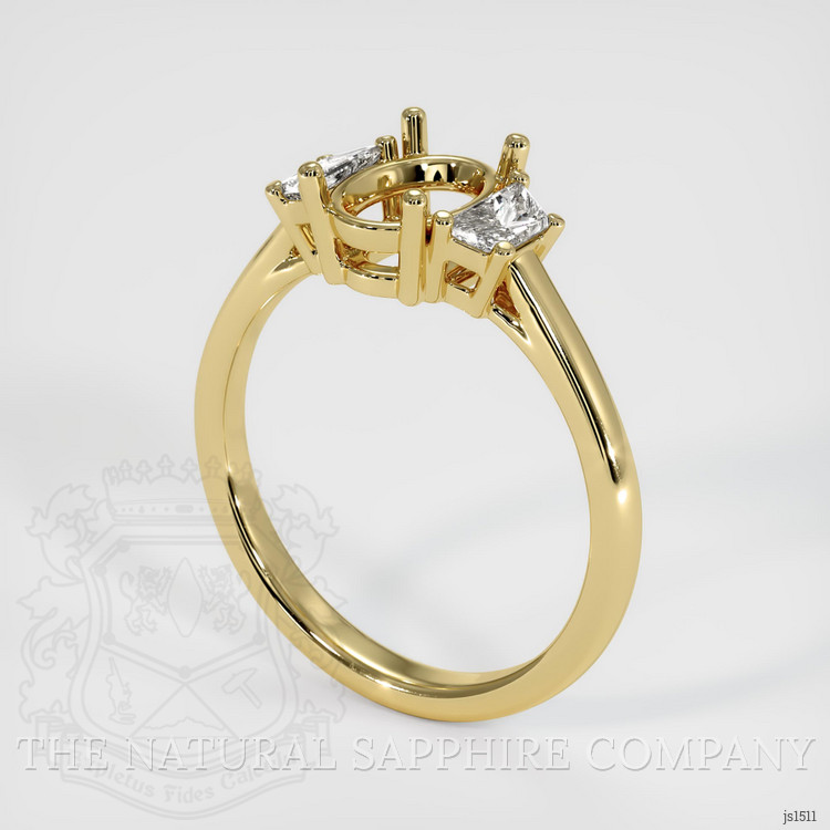 18K Yellow Gold Three Stone Ring Setting