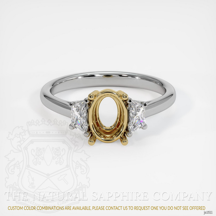 14K Yellow & White Three Stone Ring Setting
