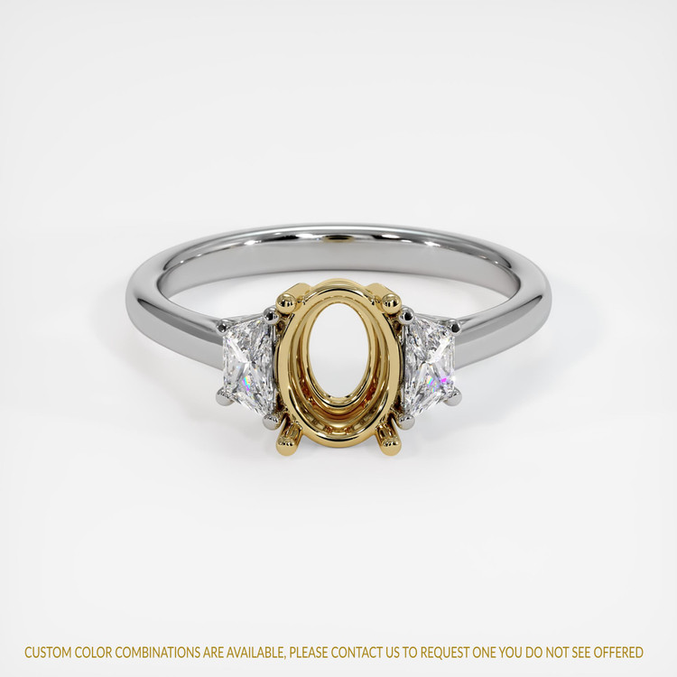 14K Yellow & White Three Stone Ring Setting