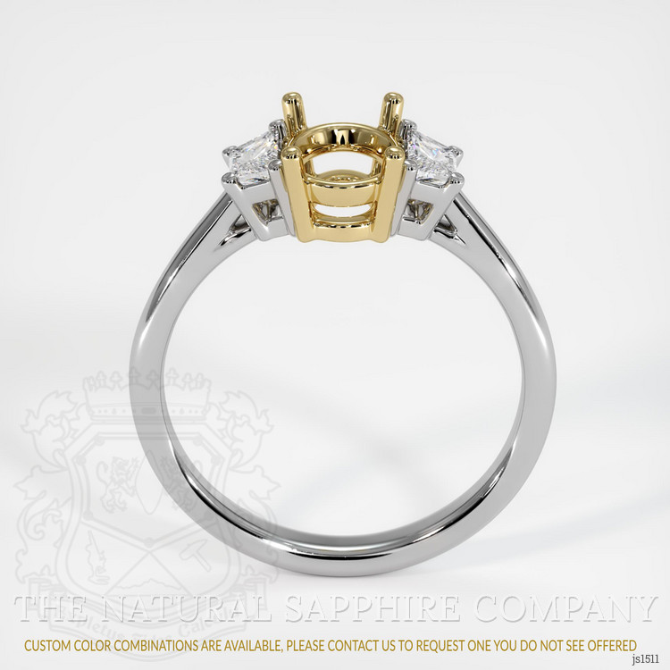 14K Yellow & White Three Stone Ring Setting