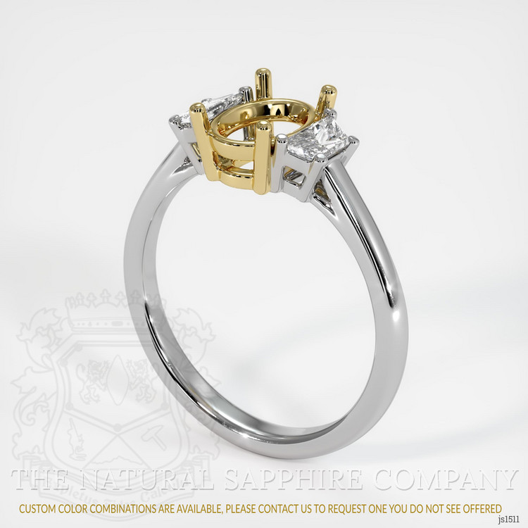 18K Yellow & White Three Stone Ring Setting