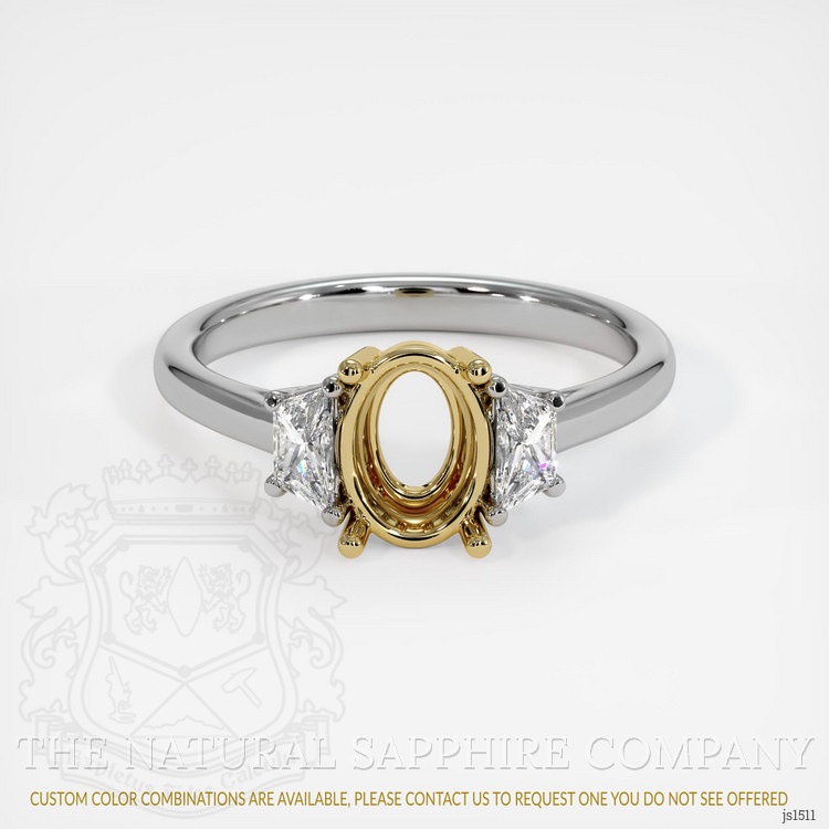 18K Yellow & White Three Stone Ring Setting
