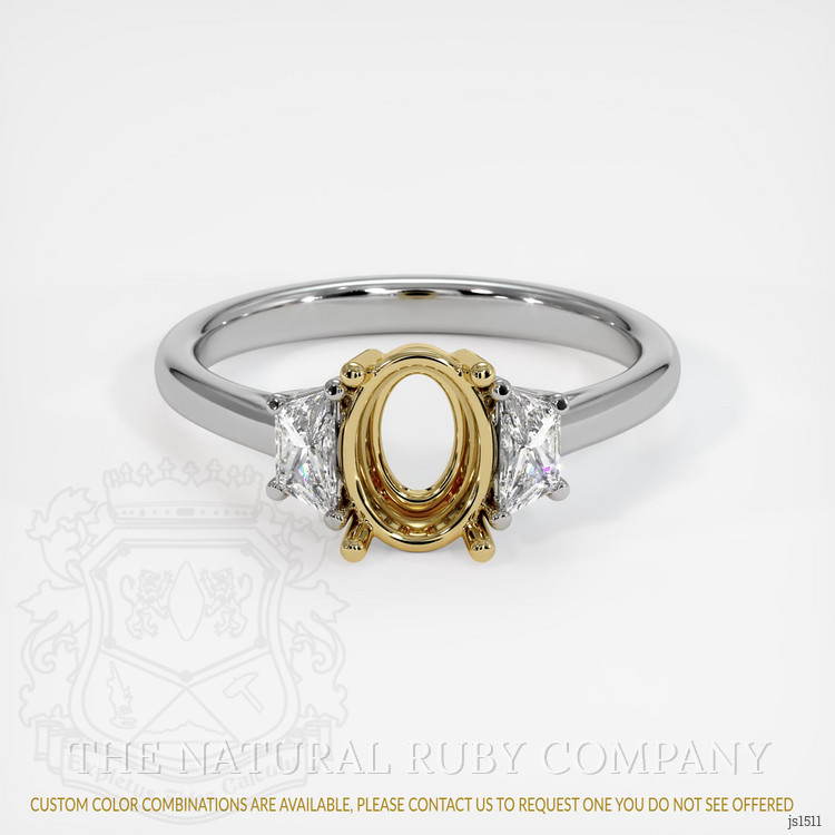 18K Yellow & White Three Stone Ring Setting