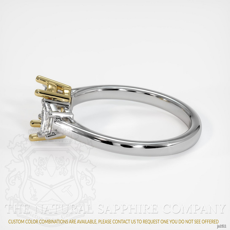 18K Yellow & White Three Stone Ring Setting