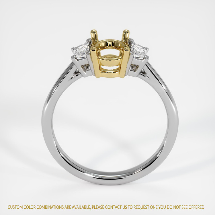 18K Yellow & White Three Stone Ring Setting