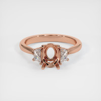 14K Rose Gold Three Stone Ring Setting Image