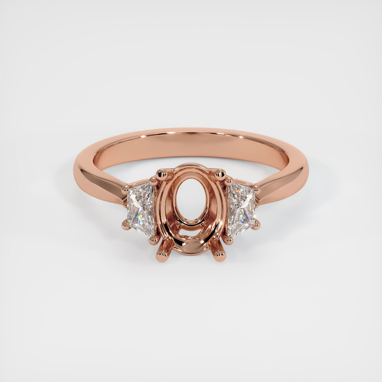 14K Rose Gold Three Stone Ring Setting