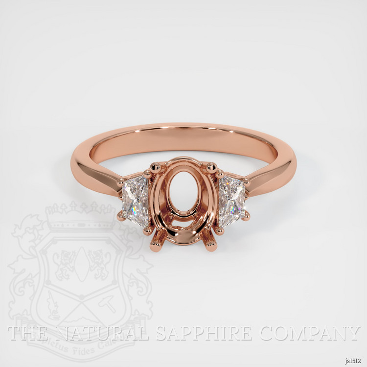 14K Rose Gold Three Stone Ring Setting
