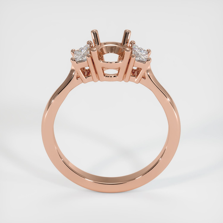 14K Rose Gold Three Stone Ring Setting