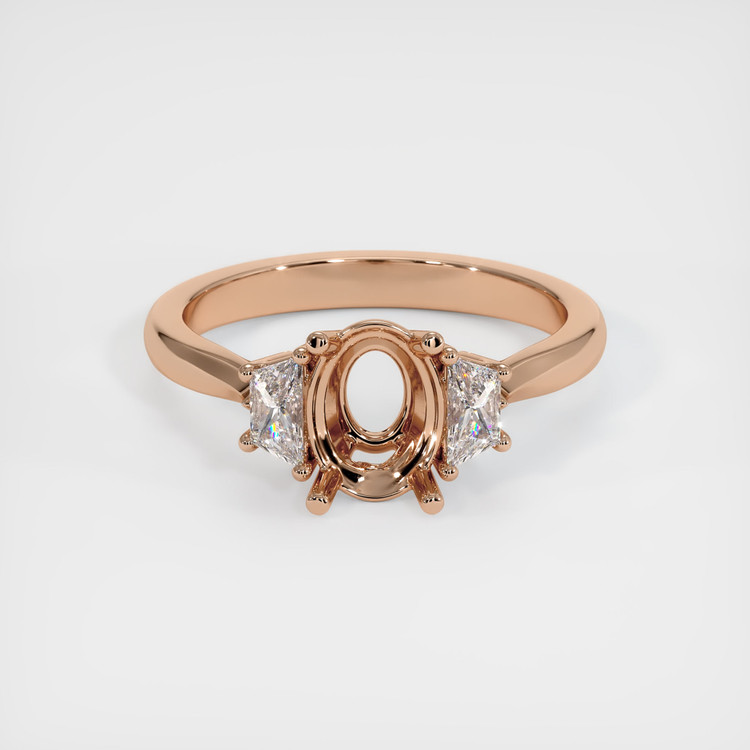 18K Rose Gold Three Stone Ring Setting