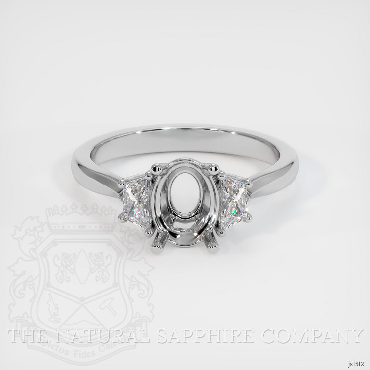 14K White Gold Three Stone Ring Setting