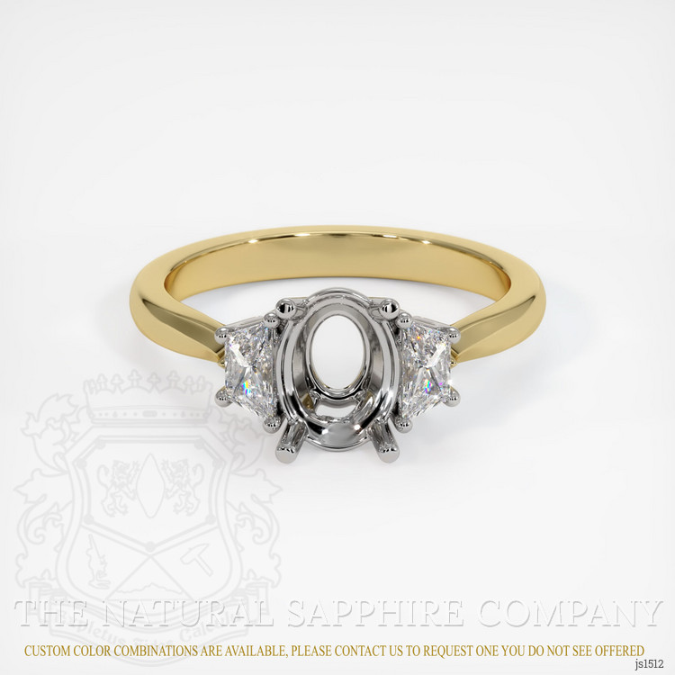 14K White & Yellow Three Stone Ring Setting