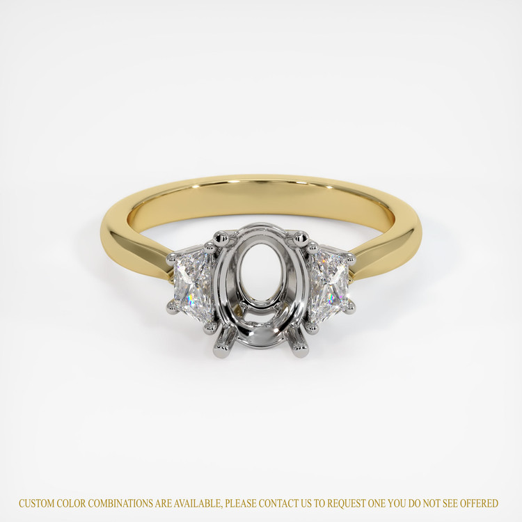 14K White & Yellow Three Stone Ring Setting