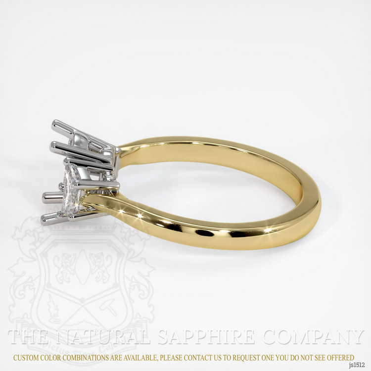 14K White & Yellow Three Stone Ring Setting