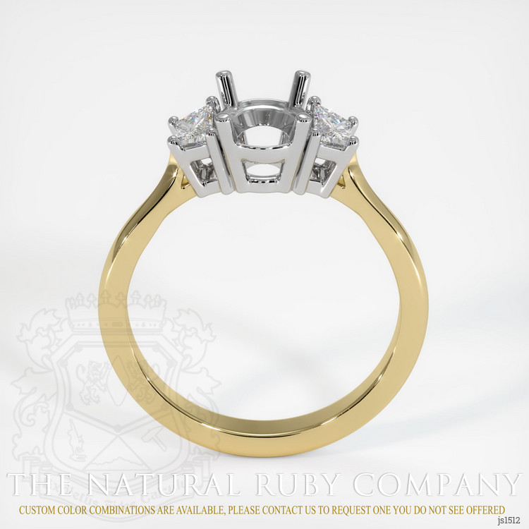 14K White & Yellow Three Stone Ring Setting