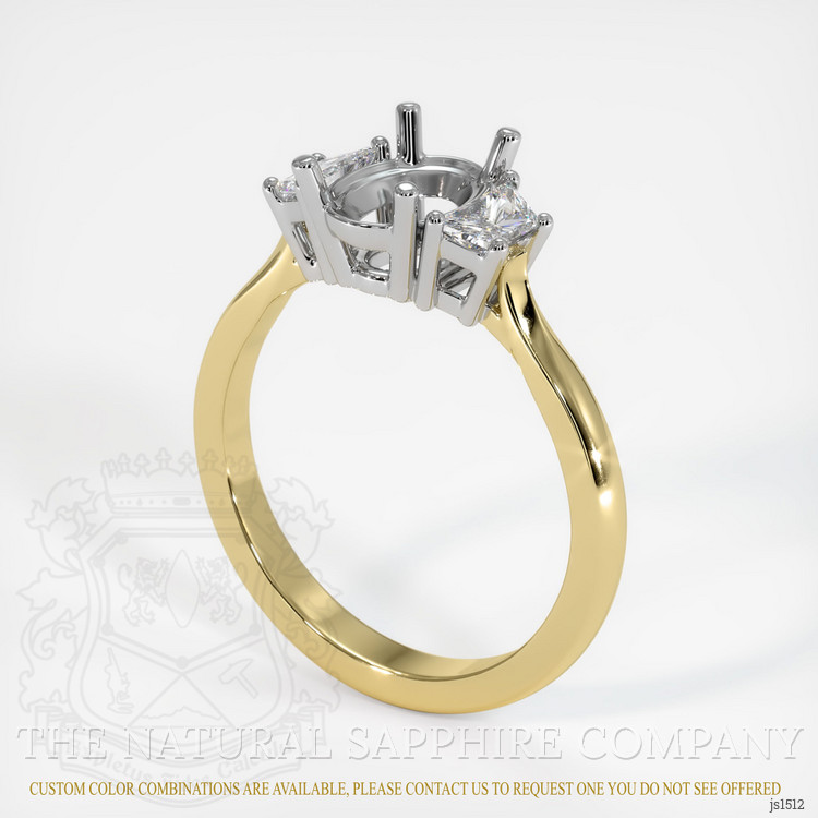 18K White & Yellow Three Stone Ring Setting