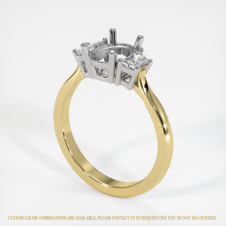 18K White & Yellow Three Stone Ring Setting