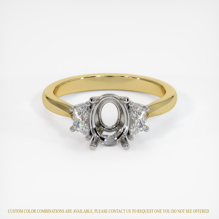 18K White & Yellow Three Stone Ring Setting