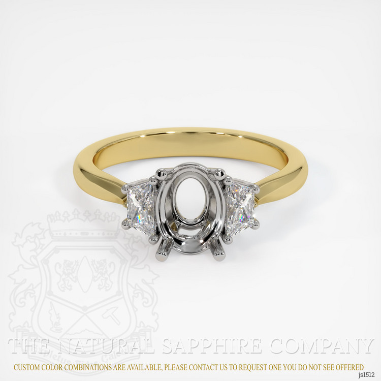 18K White & Yellow Three Stone Ring Setting