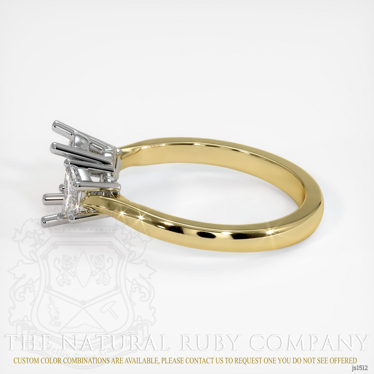 18K White & Yellow Three Stone Ring Setting