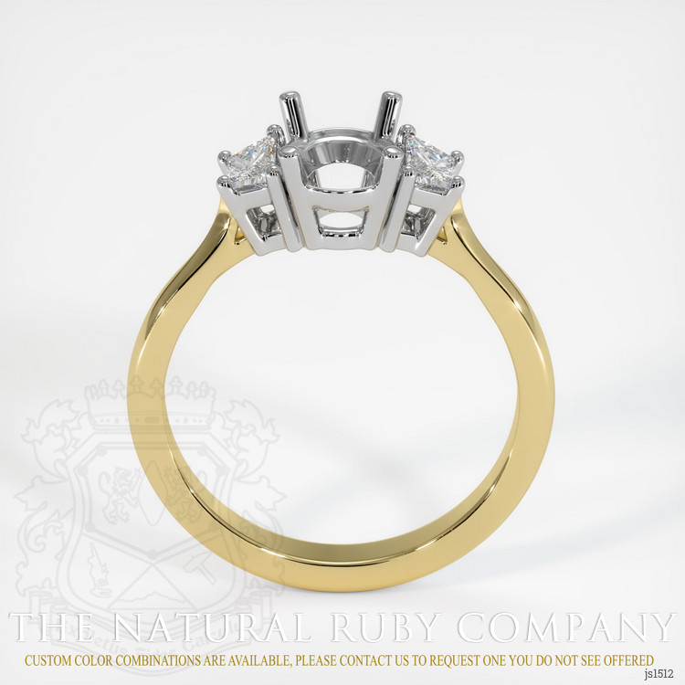 18K White & Yellow Three Stone Ring Setting
