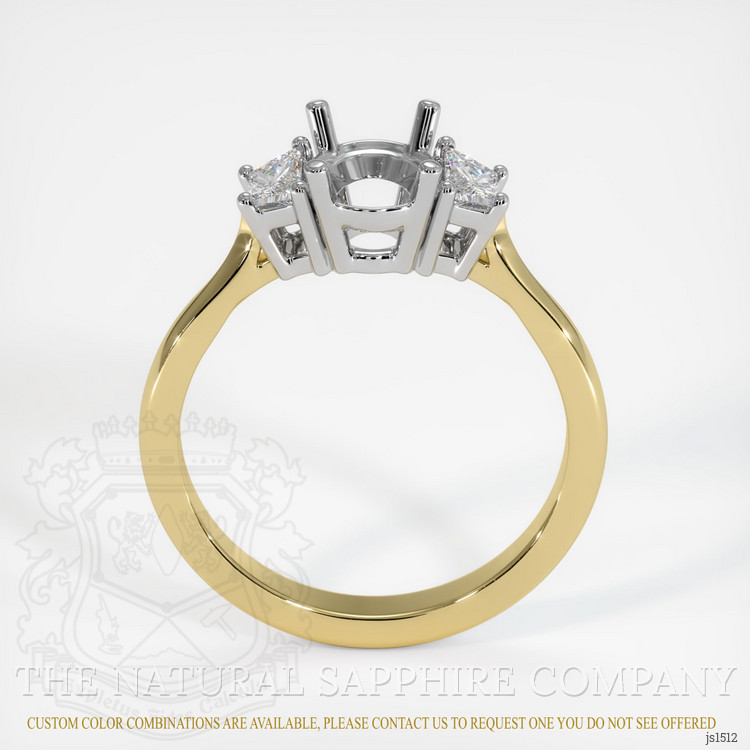 18K White & Yellow Three Stone Ring Setting