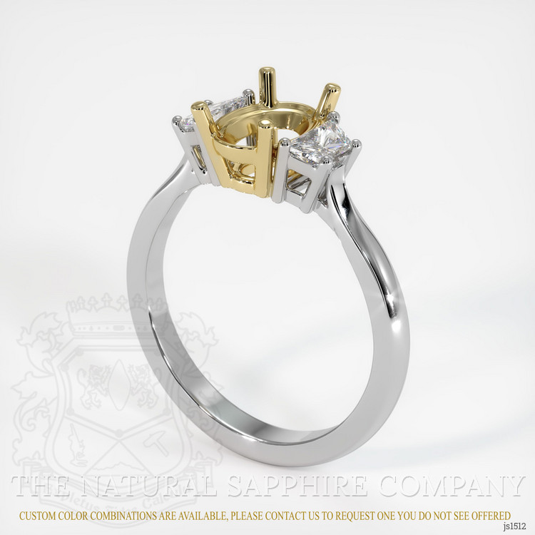 14K Yellow & White Three Stone Ring Setting