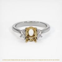 14K Yellow & White Three Stone Ring Setting Image