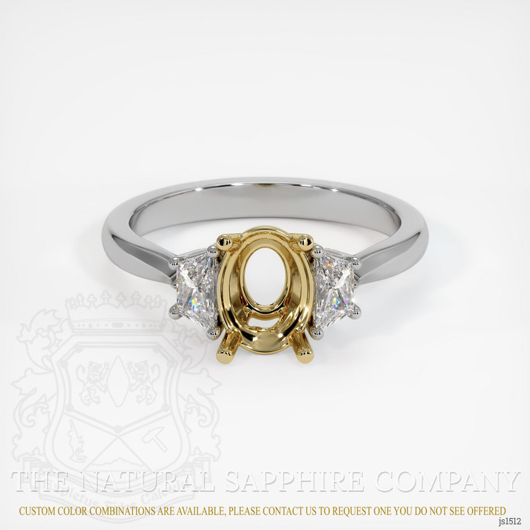 14K Yellow & White Three Stone Ring Setting