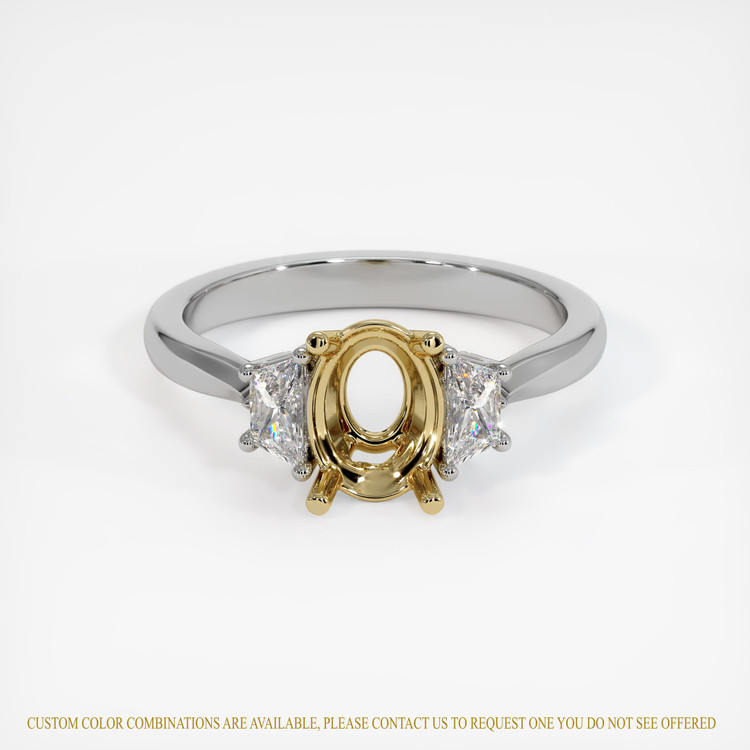 14K Yellow & White Three Stone Ring Setting