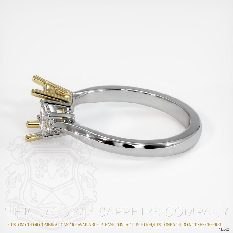 14K Yellow & White Three Stone Ring Setting
