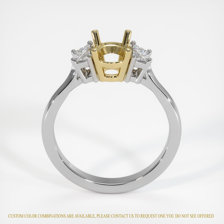 14K Yellow & White Three Stone Ring Setting