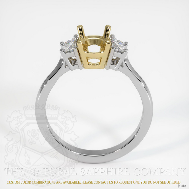 14K Yellow & White Three Stone Ring Setting