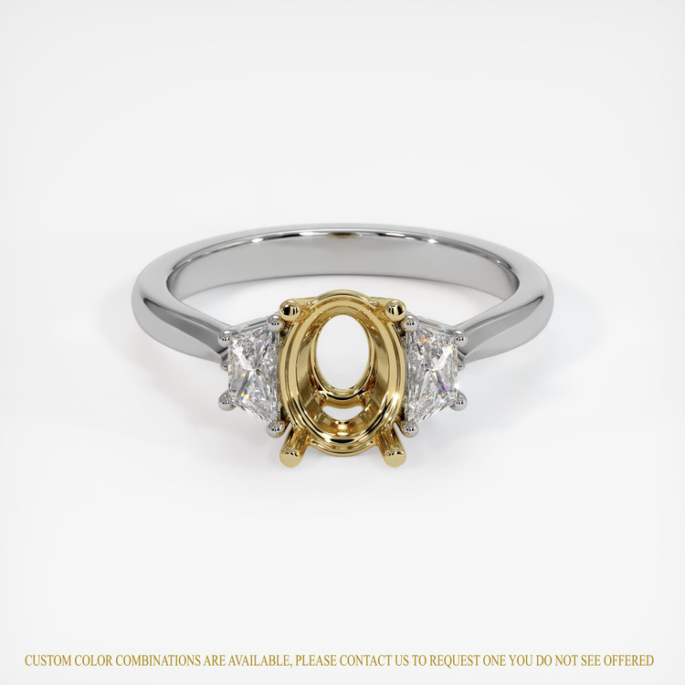 18K Yellow & White Three Stone Ring Setting