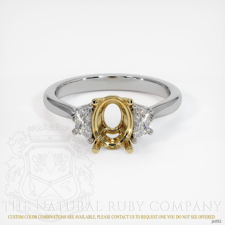 18K Yellow & White Three Stone Ring Setting