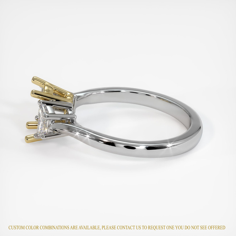 18K Yellow & White Three Stone Ring Setting