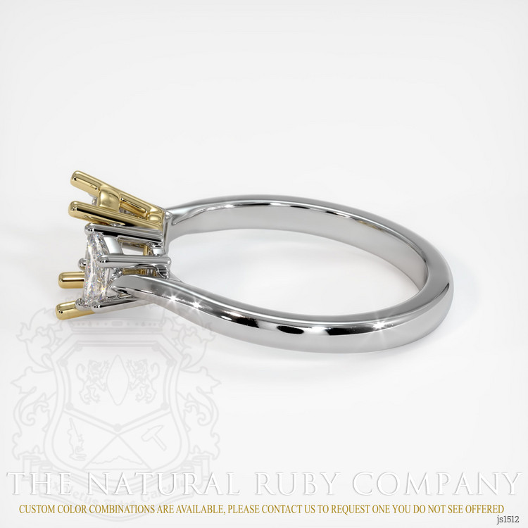 18K Yellow & White Three Stone Ring Setting