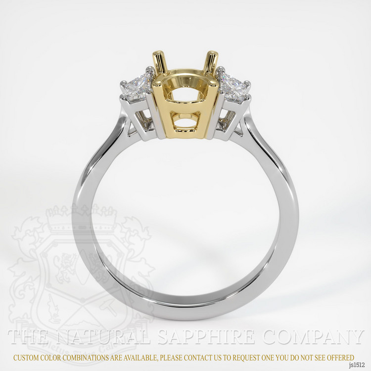 18K Yellow & White Three Stone Ring Setting