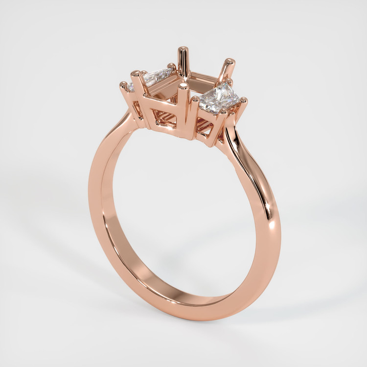 14K Rose Gold Three Stone Ring Setting