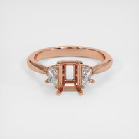 14K Rose Gold Three Stone Ring Setting Image