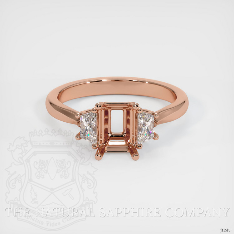 14K Rose Gold Three Stone Ring Setting