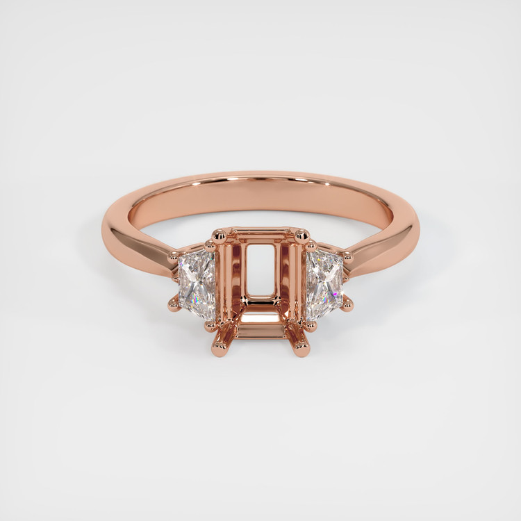 14K Rose Gold Three Stone Ring Setting