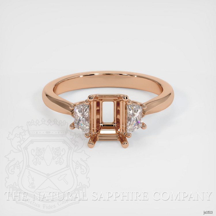 18K Rose Gold Three Stone Ring Setting