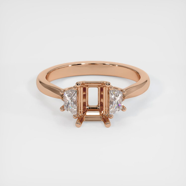 18K Rose Gold Three Stone Ring Setting