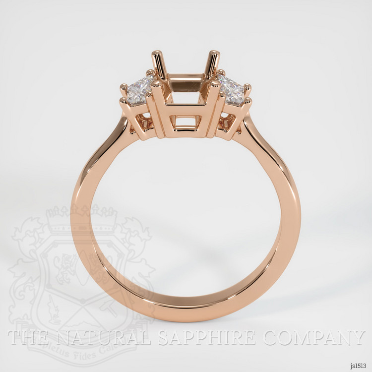 18K Rose Gold Three Stone Ring Setting