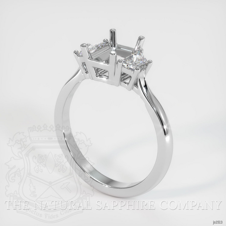 10K White Gold Three Stone Ring Setting