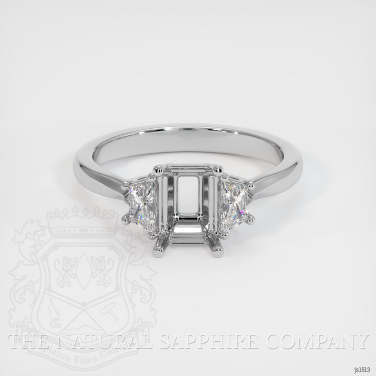 18K White Gold Three Stone Ring Setting